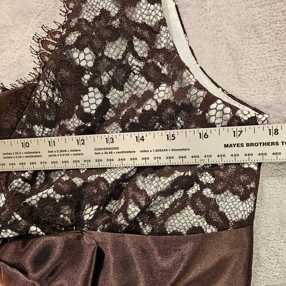 Coldwater creek dress womens12 black lace overlay blue satin lining feminine - Picture 9 of 15